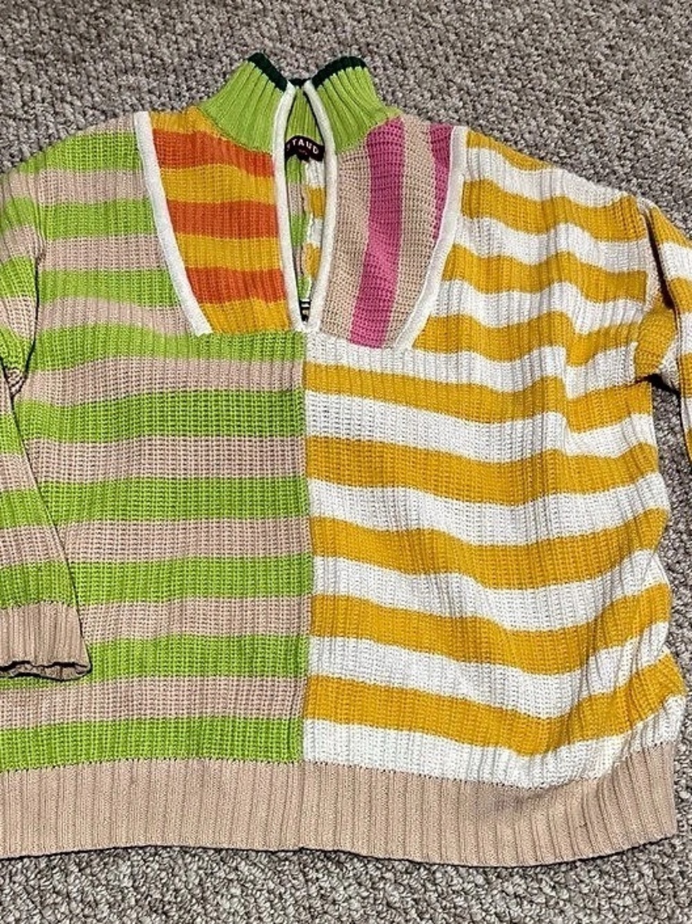 STAUD Hampton Half-Zip Sweater Women's Striped Color Block